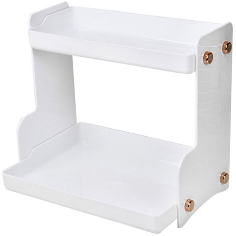 Desktop Storage Rack Double Layer Iron Large Capacity Cosmetic Organizer Shelf for Bedroom Study White