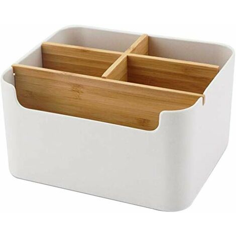 Desktop Storage Wooden Multifunction Desk Organizer, Desk Stationery Storage Box Collection, Desk Accessory for Card / Pen / Remote Control