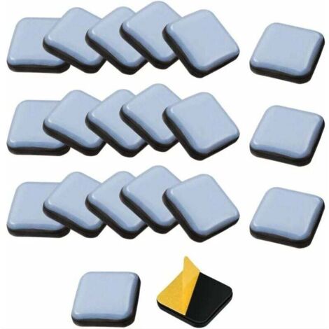 Deslizadores autoadhesivos para muebles de 25 x 25 mm, 24 piezas, deslizadores cuadrados de teflón para sillas, sofás, escritorios, mesas y sillones.