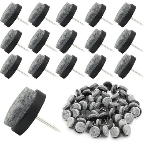 Deslizadores de fieltro para sillas - deslizadores para muebles (50 piezas) con clavo, Ø 22 mm - protección de suelos, protectores de parquet para madera, laminado, baldosas