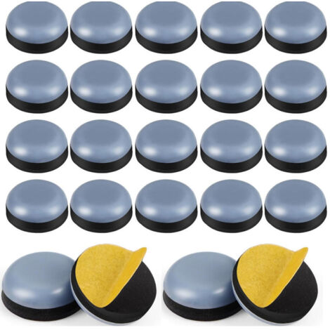 Deslizadores para muebles, deslizadores redondos de teflón, deslizadores adhesivos para sillas y alfombrillas para muebles pequeños, 30 mm, 24 unidades.