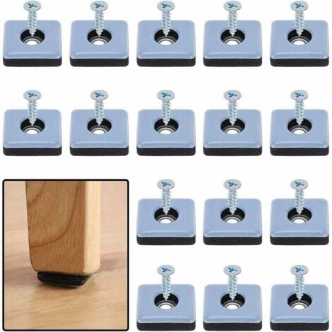 Deslizadores para muebles resistentes, cuadrados, autoadhesivos, de teflón con tornillos, almohadillas antivibración, azul/negro, Super Glider Skid (paquete de 16)