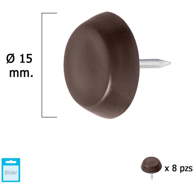 

Deslizante pequeño marron Ø15 (blister 8 unidades)