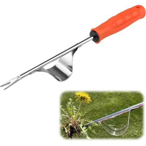 Desmalezador de acero inoxidable, extractor de diente de león con mango, desmalezador con mango de madera, rastrillo de césped, herramienta de desmalezado de jardín