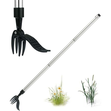 Desmalezadora – Herramienta para desmalezar con mango largo y 4 garras – Desmalezadora manual – Herramienta para eliminar las raíces de las malas hierbas – Pinza ajustable de 3 niveles