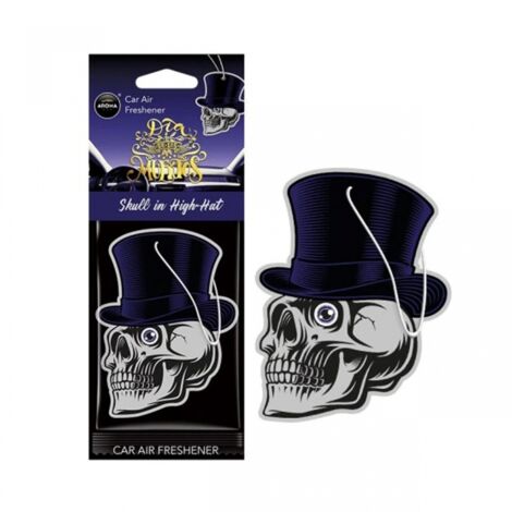 Désodorisant AROMA CAR MUERTOS Tête de mort avec chapeau Noir Oud