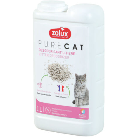 Désodorisant pour litière parfum baby powder 1 litre pour chat - zolux