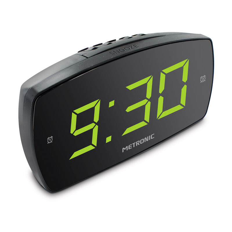 

477006 - Despertador Alarma doble con gran pantalla LED - Negro - Metronic