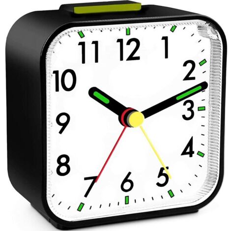 Despertador analógico silencioso, despertador de viaje, pequeño despertador matutino con función de repetición, funciona con pilas, ideal para la habitación de los niños, la mesita de noche, el salón,
