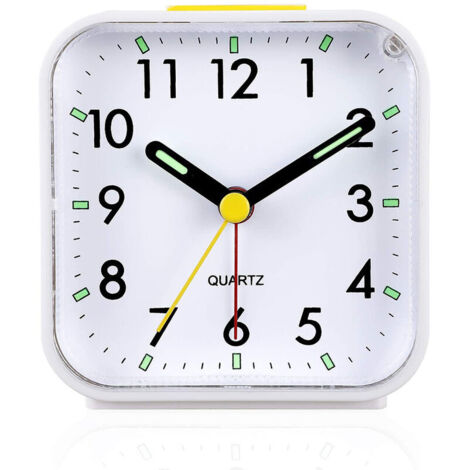 Despertador analógico silencioso FOREHILL sin tictac, despertador suave, pitido, aumento de volumen, función de repetición y luz, funciona con pilas, fácil de configurar, blanco