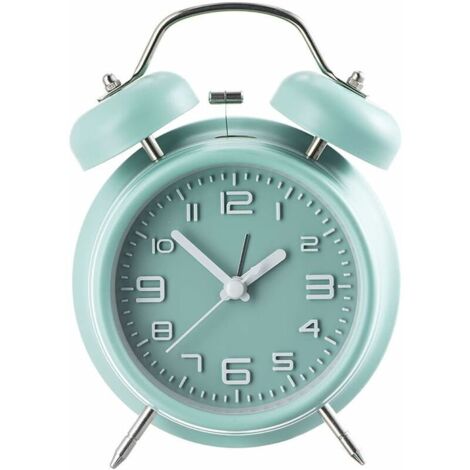 Despertador analógico  sin tictac, a pilas, para dormitorio, portátil, de viaje, para niños (verde)
