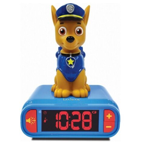 Despertador con Luz Nocturna en 3D Lexibook Patrulla Canina Chase y Efectos Sonoros