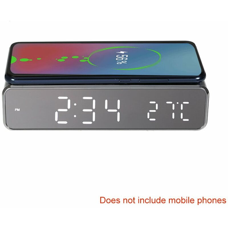 

Despertador de escritorio LED con termometro Cargador inalambrico para Samsung Xiaomi Huawei