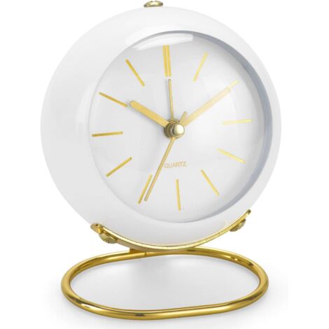 Despertador de estilo retro, silencioso, con luz nocturna, funciona con pilas, fácil de usar, despertador potente.