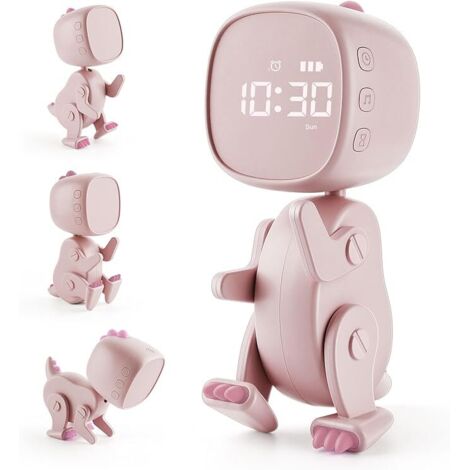 Despertador Despertador Infantil Recargable Despertador de Aprendizaje con Forma Variable 6 Alarmas Música 3 Alarmas Función de repetición Luz Nocturna Temporizador 12/24 [Clase de eficiencia energéti