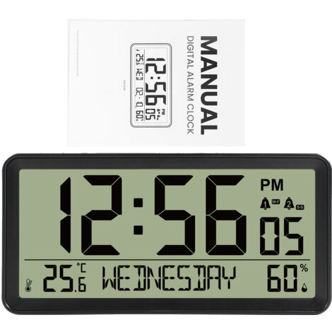 Despertador digital LCD pilas pequeño escritorio, muestra temperatura humedad fecha, retroiluminación repetición alarma, ideal para dormitorio mesita noche