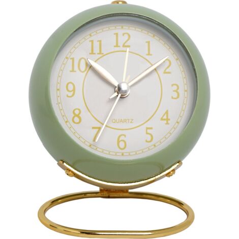 Despertador para habitación infantil, reloj de escritorio sencillo, despertador analógico de metal, luz nocturna, adecuado para personas con sueño profundo.
