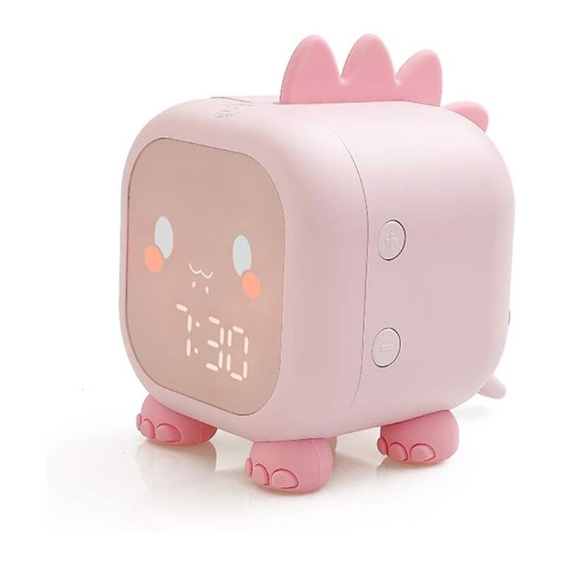 Despertador para niños Reloj Despertador de Dinosaurio Reloj Despertador Digital Rosa para niñas niños con Luces Nocturnas