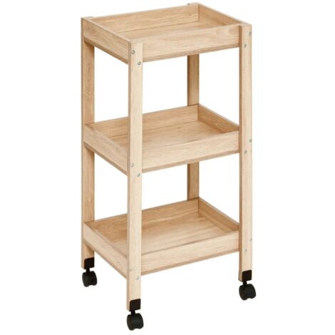 Desserte 3 niveaux coloris effet bois clair - Longueur 40 x Profondeur 30 x Hauteur 80 cm
