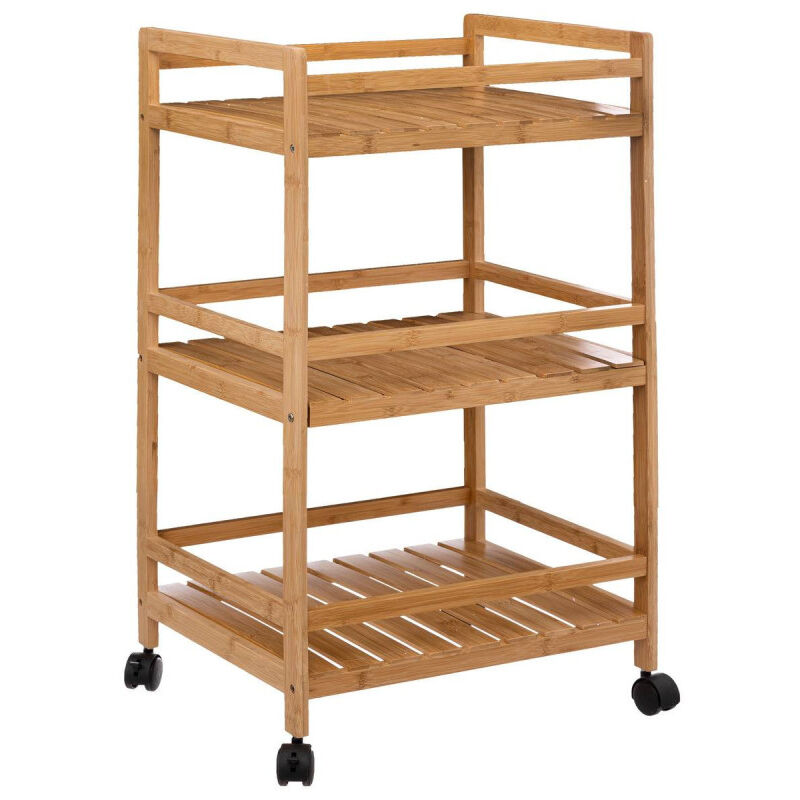 5five Simply Smart - Desserte à roulettes 3 niveaux en bois de bambou 'Linha' - Beige - l 45 x p 38 x h 80 cm - Livraison gratuite