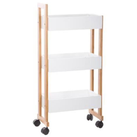 Desserte 3 Niveaux en Bambou "Natureo" 80cm Blanc