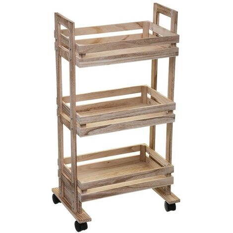 Desserte 3 plateaux cagette - Beige