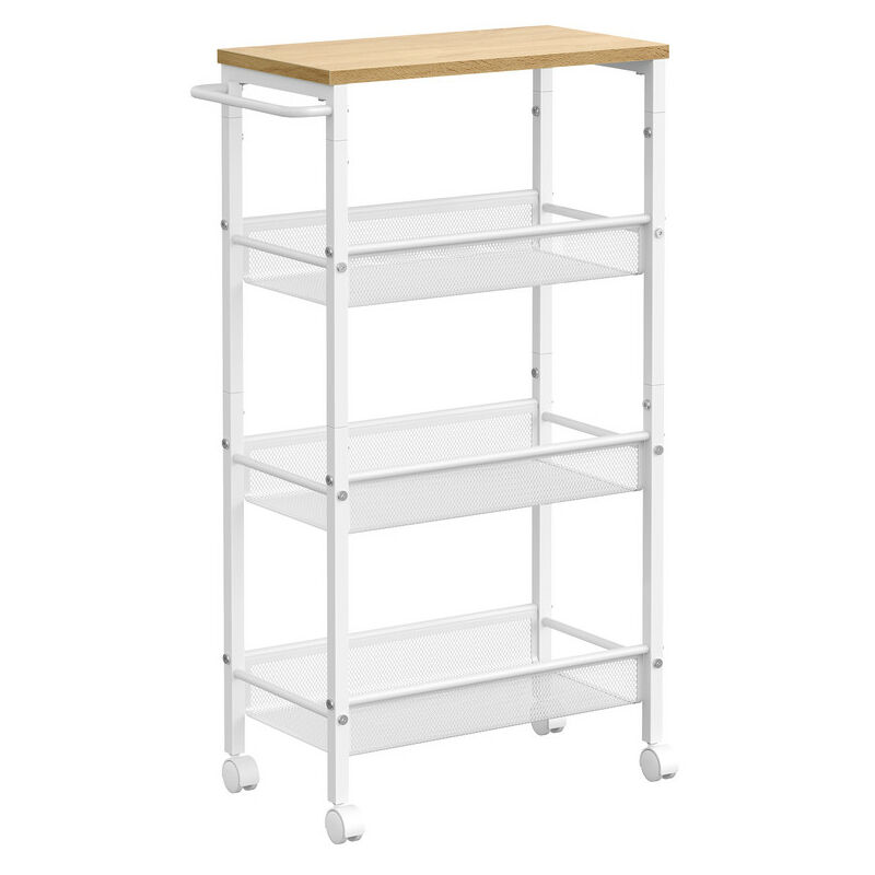 Songmics - Desserte 4 Niveaux, Étagère de Cuisine Fin avec Roulettes, Cadre en Acier, Poignée, Petit Espace, 22 x 45,5 x 77 cm, Salle de Bain, Salon,