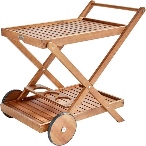 Desserte à roulette en bois d'eucalyptus