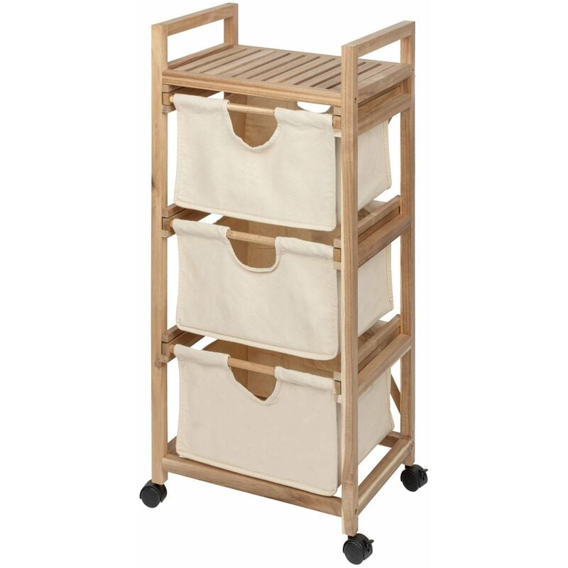 Wenko - Meuble de salle de bain acina avec trois contenants en bois d'acacia