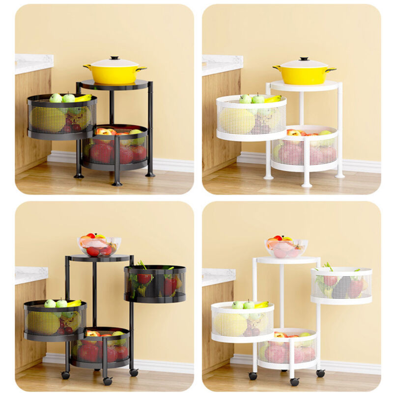 Desserte à roulettes 3 étageres-EN ROND-30X30X61CM-blanc