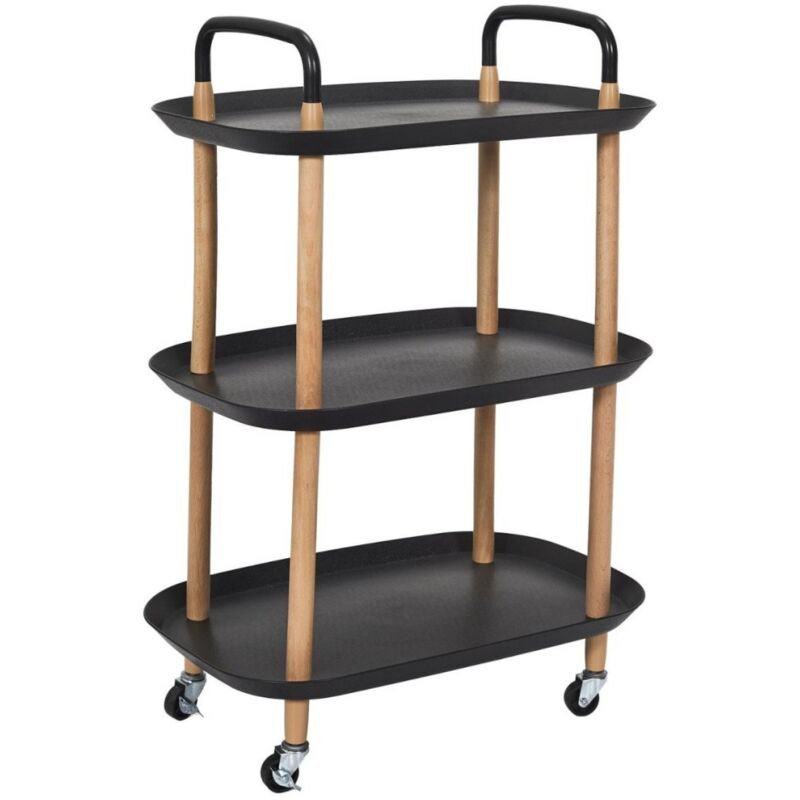 Desserte à roulettes 3 plateaux noir