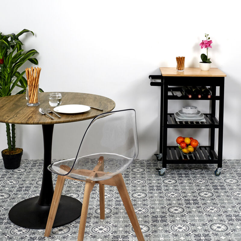 The Home Deco Factory - Desserte a Roulettes Noir 40x61x84 Home Deco Factory