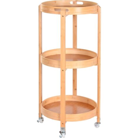 Désserte bambou à roulettes pour cuisine pratique - Bambou clair naturel