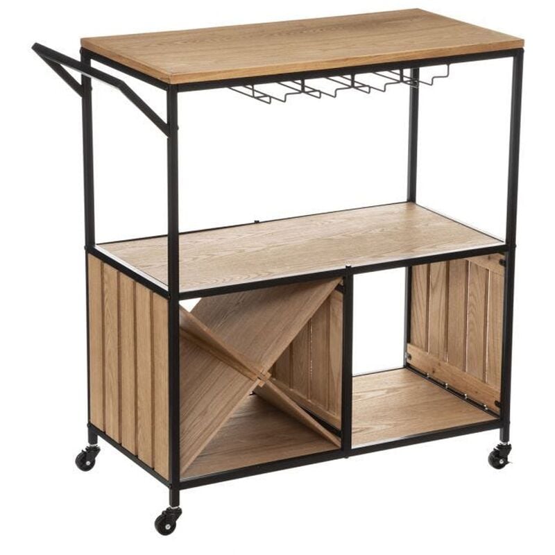 Atmosphera - Meubles décoratifs avec roues pour l'organisation de bouteilles, de lunettes ... l. 84.5 x p. 39.2 x h. 87,5 cm - 0