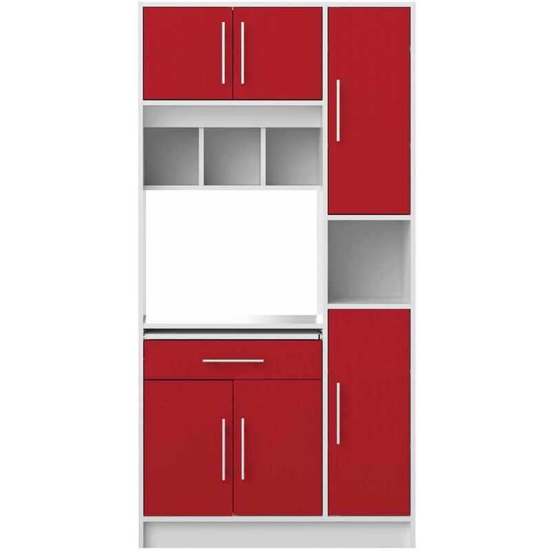 Buffet de cuisine louise blanc et rouge - rouge - Symbiosis