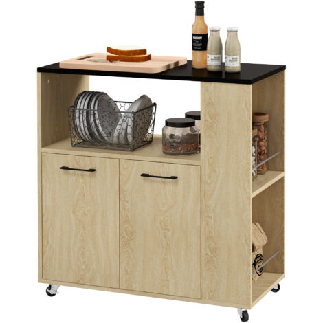 Desserte chariot cuisine multi rangements avec roulettes 75 x 40 x 80,5 cm