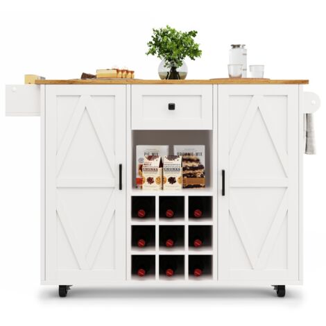 Desserte cuisine moderne îlot rangement extensible - Buffet multifonction chariot bois snack