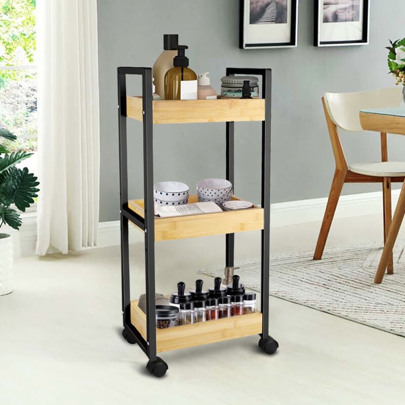 Dazhom - Desserte de cuisine 3 étagères Desserte à Roulettes 80x36.3x20cm