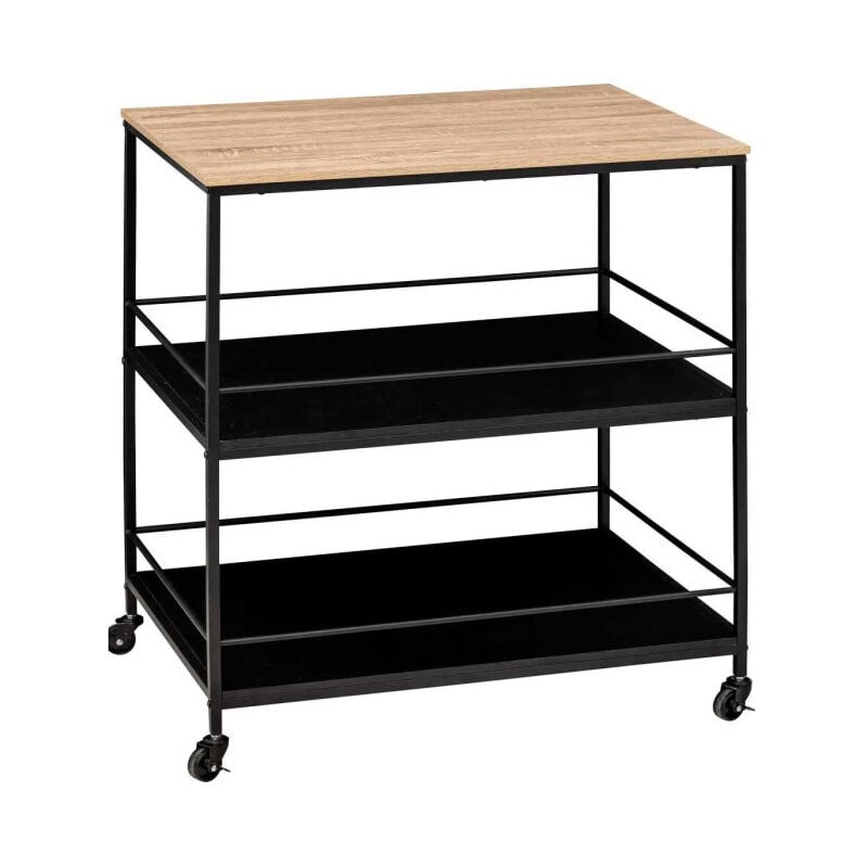 Five Simply Smart - Desserte de Cuisine 3 Niveaux 'Aliaj' 88cm Noir