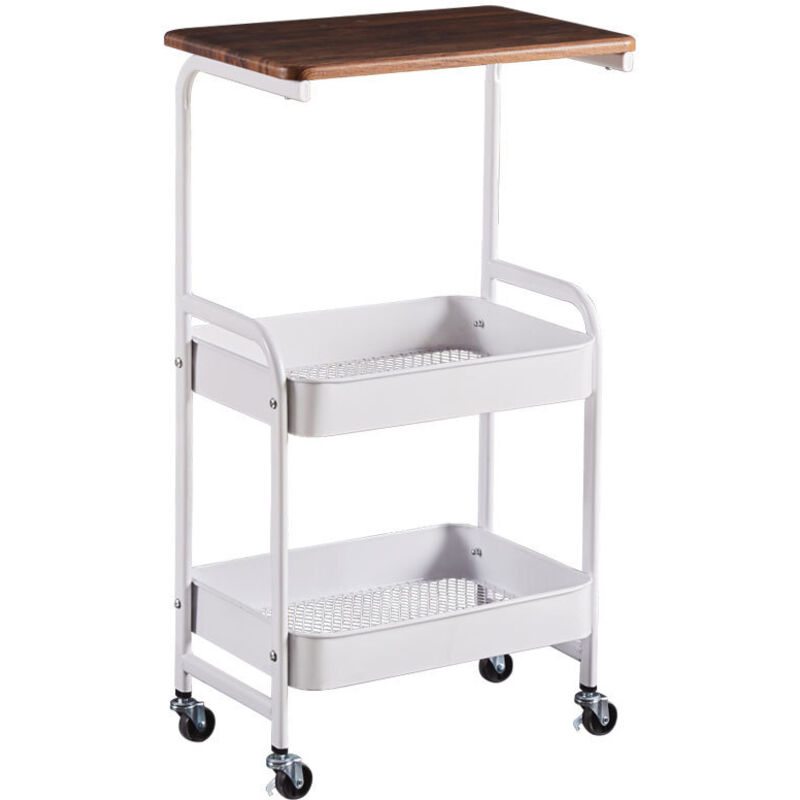 Desserte de cuisine, Meuble mobile, rangement de salle de bain de cuisine avec roues - Blanc