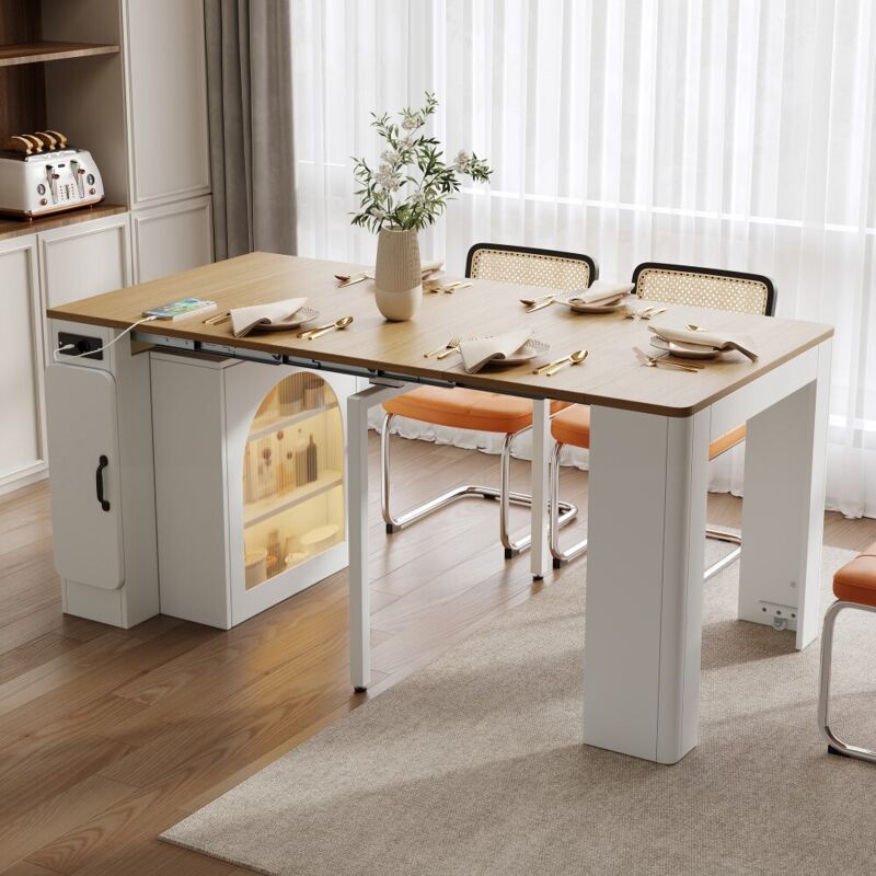 Desserte de cuisine mobile-Buffet avec roulettes-Table extensible à plateau amovible-83x39.6x77(cm)