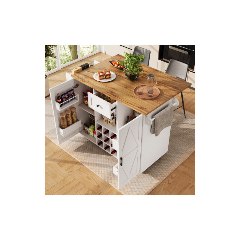 Okwish – Desserte de cuisine sur roulettes avec 2 roues verrouillables – Îlot chariot avec tiroir et étagères – Plateau de table réglable 118x40x95,6 Okwish – Desserte de cuisine sur roulettes avec 2 roues verrouillables – Îlot chariot avec tiroir et étagères – Plateau de table réglable 118x40x95,6