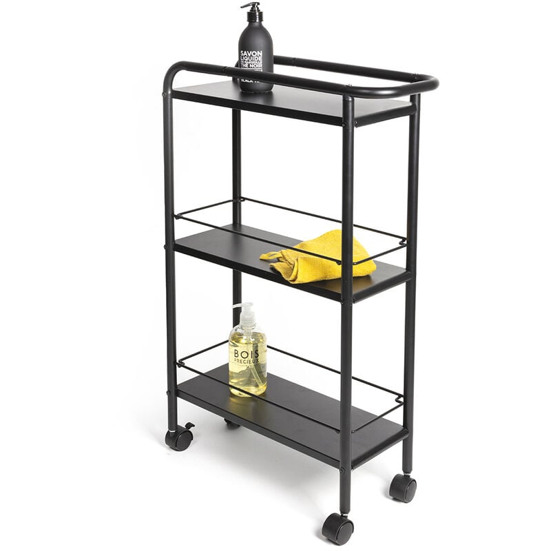 Gelco Design - Desserte étroite boston métal noir à roulettes