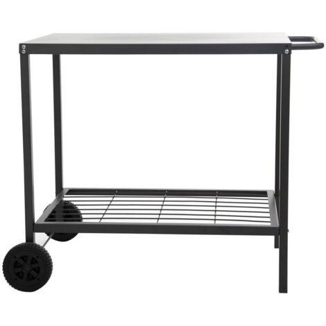 Desserte extérieure pour plancha – Dimensions L. 90 x l. 58 x H. 75 cm – Structure en métal avec roues – Poids maximum 30 kg – Neka