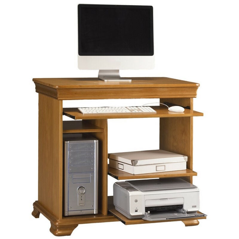 Desserte Informatique Pin Miel 5 Niches l 88 h 85.5 p 55 cm - orange