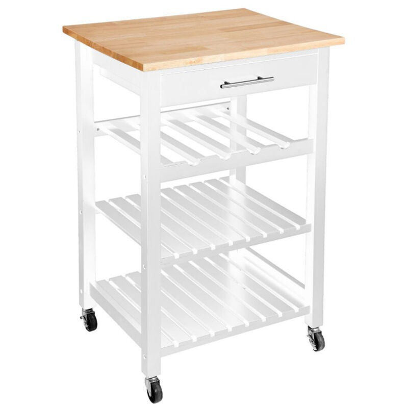 Desserte meuble de cuisine en bois coloris blanc - Longueur 58 x Hauteur 87 x Profondeur 48 cm -PEGANE-