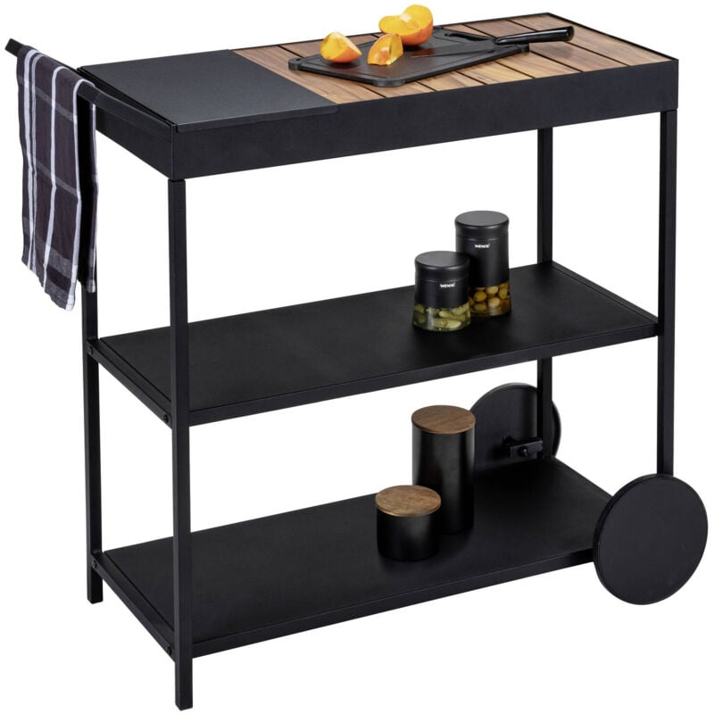 Wenko - Chariot de service en métal et bois d'acacia miro