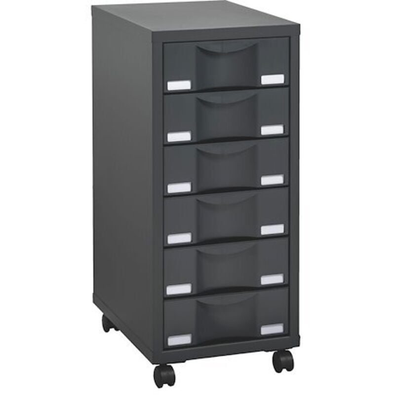 Desserte mobile Polly 6 tiroirs anthracite