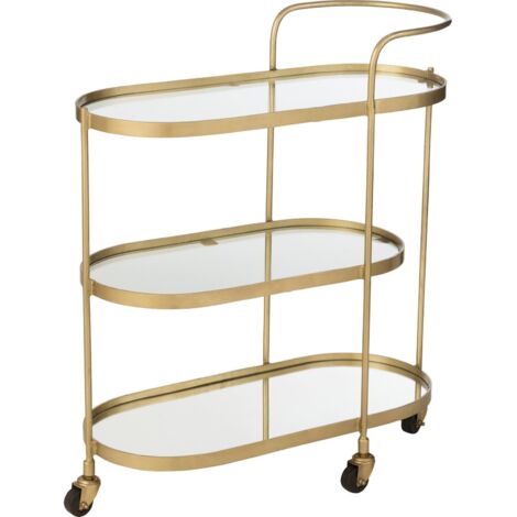 Desserte ovale dorée en métal et miroir élégance raffinée - Doré miroir élégant
