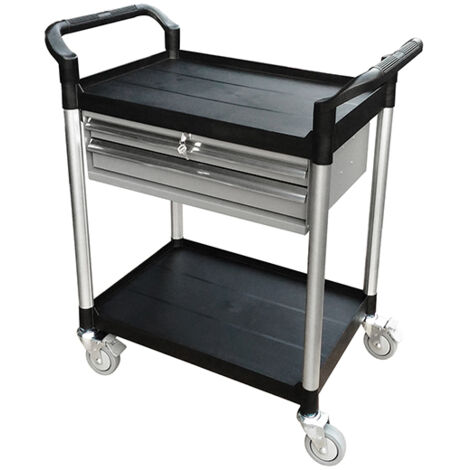 Desserte plastique 2 plateaux et 2 tiroirs - Charge max 250 kg - Plateau 680 x 450 mm - 885007672
